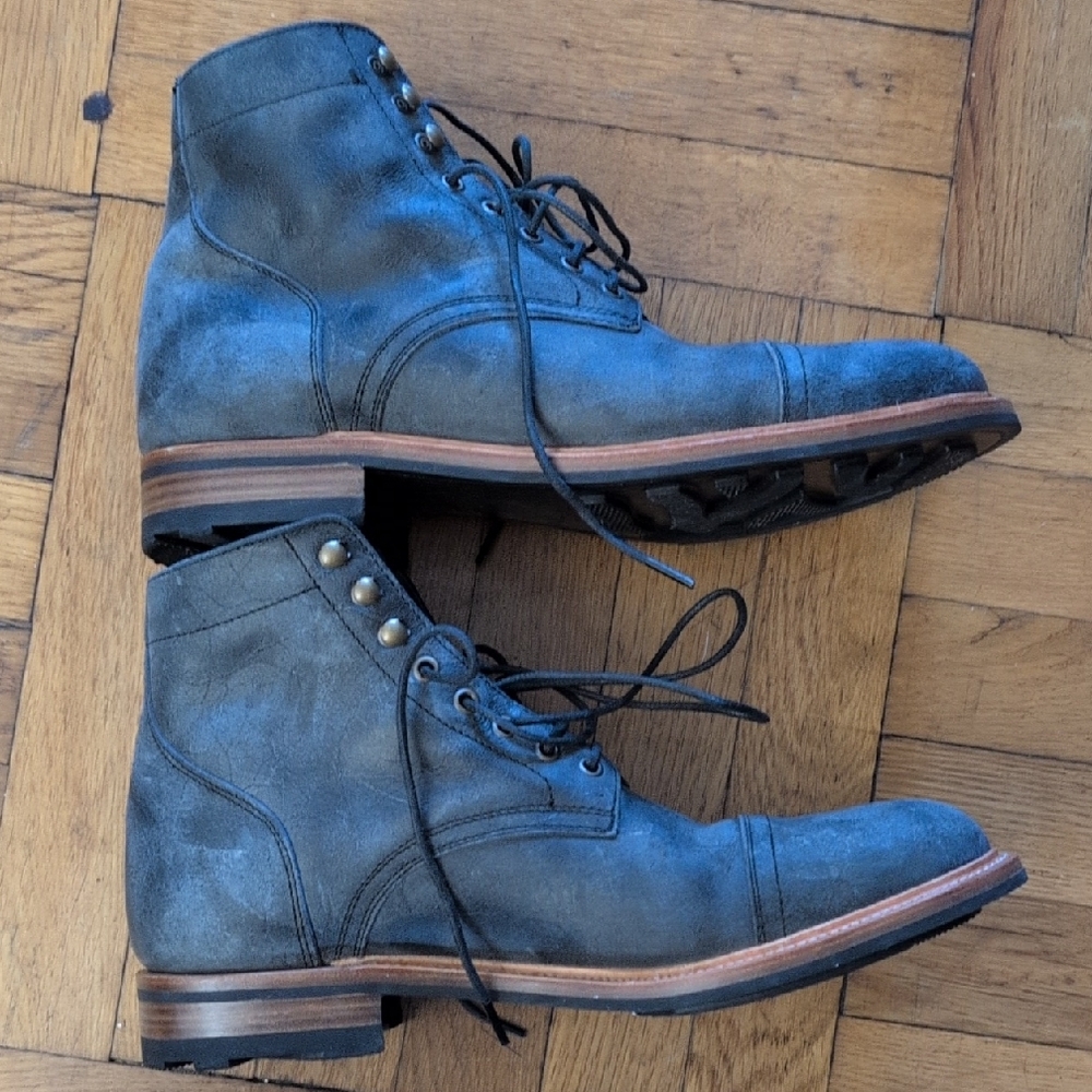 Parkhurst Black Leather Boots with Cap Toe and Goodyear Welt